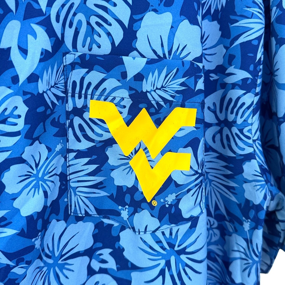 Captivating West Virginia Mountaineers Floral Button Down Shirt Mens 2XL New - Picture 10 of 10